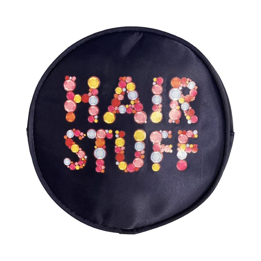 Packed Party Hair Stuff Navy Blue 8” Round Nylon Zippered Pouch Cosmetic Bag